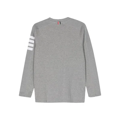 Thom Browne Long Sleeve Tee With 4 Bar Stripe In Milano Cotton