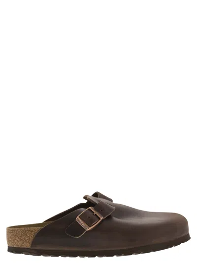 Birkenstock Leather Boston Slippers Buckle Detail