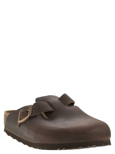 Birkenstock Leather Boston Slippers Buckle Detail