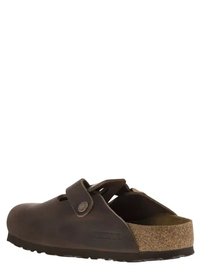 Birkenstock Leather Boston Slippers Buckle Detail