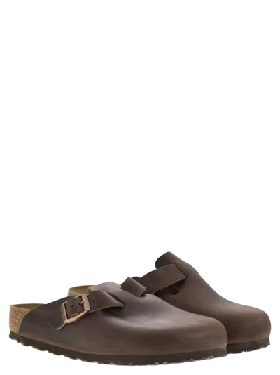 Birkenstock Leather Boston Slippers Buckle Detail
