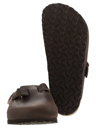 Birkenstock Leather Boston Slippers Buckle Detail