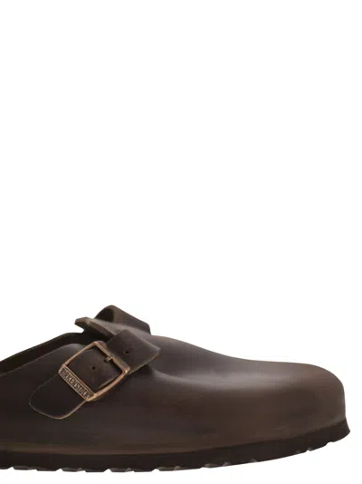Birkenstock Leather Boston Slippers Buckle Detail