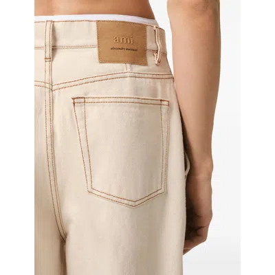 Ami Alexandre Mattiussi Beige Cotton Wide Fit Jeans White