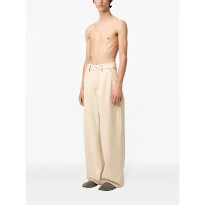 Ami Alexandre Mattiussi Beige Cotton Wide Fit Jeans White