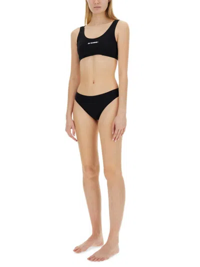 Jil Sander One-piece Black Bikini Top With Rounded Neckline In Black