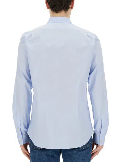 Ps By Paul Smith Zebra Patch Cotton Shirt In Blue