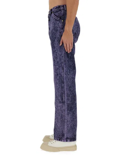 Shop Marni Marbled Effect Jeans In Blue