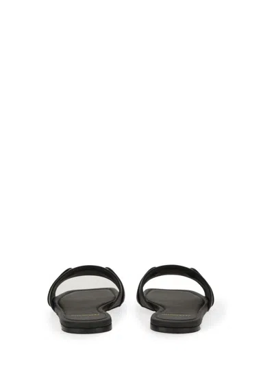 Ferragamo Square Lambskin Sandals Gold-tone Hardware In Black
