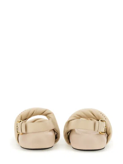 Marni Knotted Design Leather Sandals With Adjustable Buckle In Beige