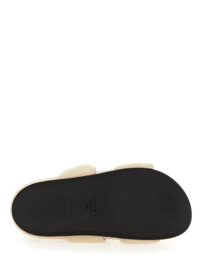 Marni Knotted Design Leather Sandals With Adjustable Buckle In Beige