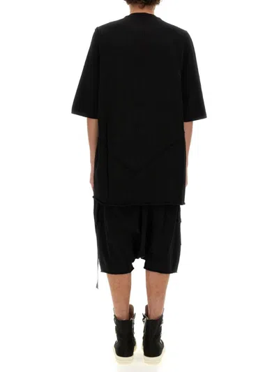 Rick Owens Drkshdw Drkshdw By Rick Owens Oversized Cotton T-shirt With Geometric Design And Relaxed Fit In Black