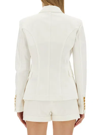 Balmain Double-breasted Six-button Jacket In White