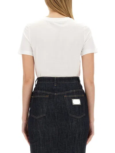 Dolce & Gabbana T-shirt With Logo Patch T-shirts White In White