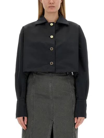 Patou Jacket Cropped Length Gold Buttons In Black
