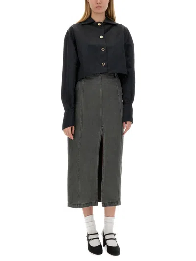 Patou Jacket Cropped Length Gold Buttons In Black