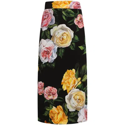 Dolce & Gabbana Multicolor Shirt With Oversize Pointed Collar And All-over Floral Motif In Silk Stretch Woman