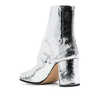 Maison Margiela Tabi Split-toe Crinkled Metallic Patent-leather Ankle Boots
