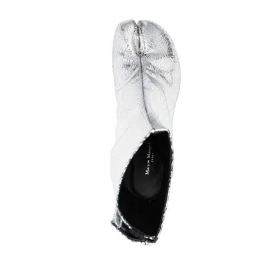 Maison Margiela Tabi Split-toe Crinkled Metallic Patent-leather Ankle Boots