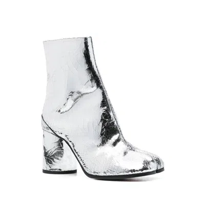 Maison Margiela Tabi Split-toe Crinkled Metallic Patent-leather Ankle Boots