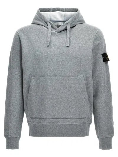Stone Island Relaxed Fit Grey Hoodie With Iconic Logo Patch In Gray