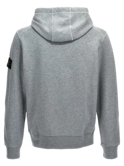 Stone Island Relaxed Fit Grey Hoodie With Iconic Logo Patch In Gray
