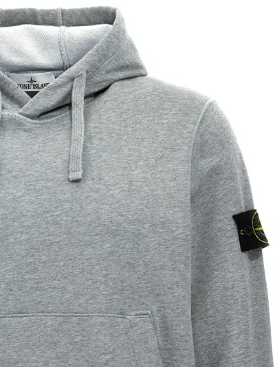 Stone Island Relaxed Fit Grey Hoodie With Iconic Logo Patch In Gray