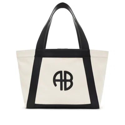 Anine Bing Cara Tote In Natural Canvas With Black