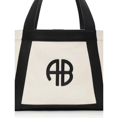 Anine Bing Cara Tote In Natural Canvas With Black