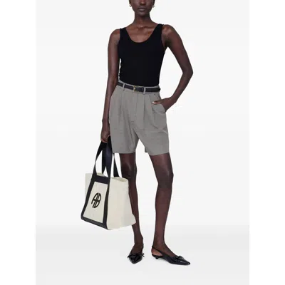 Anine Bing Cara Tote In Natural Canvas With Black