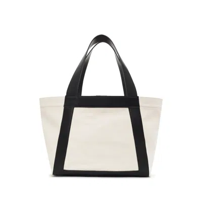 Anine Bing Cara Tote In Natural Canvas With Black