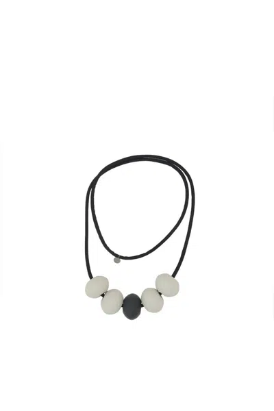 Maria Calderara Infinity Loop Necklace In Sand+black