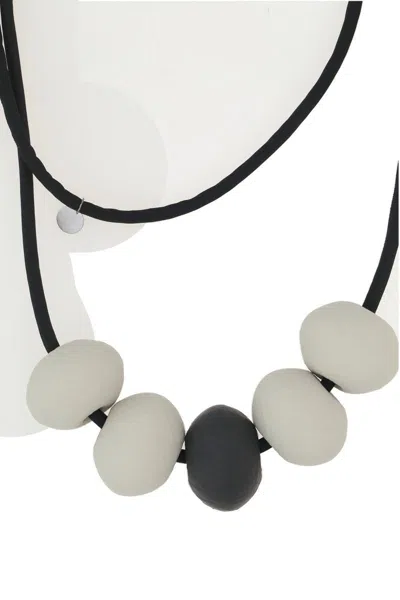 Maria Calderara Infinity Loop Necklace In Sand+black
