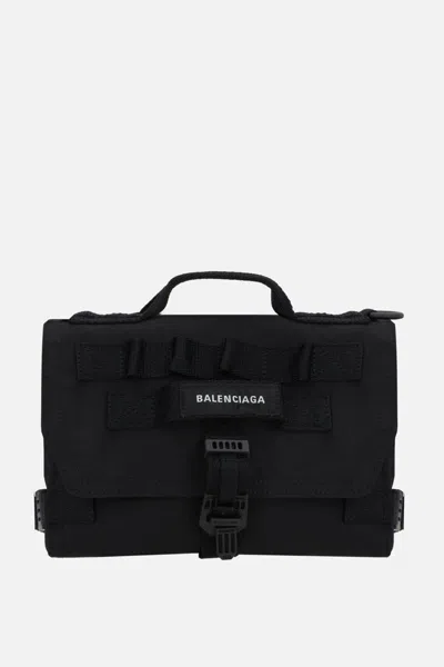 Balenciaga Army Logo-embroidered Messenger Bag In Black