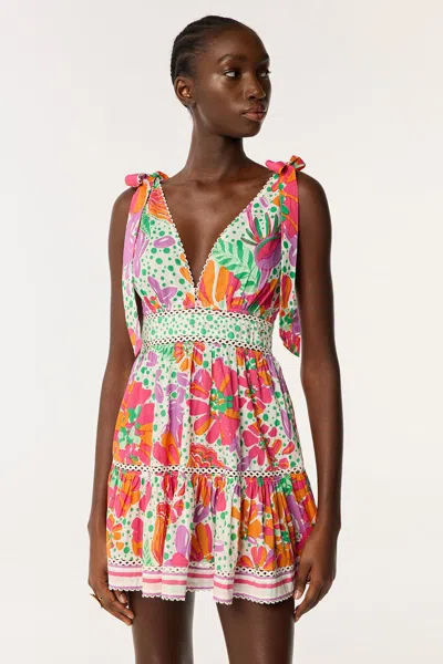 Poupette St Barth Cara Printed Cotton Minidress In Pink