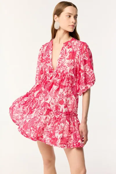 Poupette St Barth Aria Printed Cotton Minidress In Pink