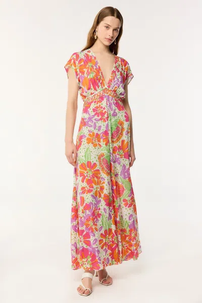 Poupette St Barth Cecile Floral Print Cover-up Midi Dress In Pink