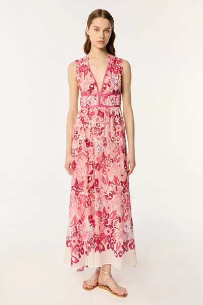 Poupette St Barth Chiara Floral Cotton Maxi Dress In Pink Pencilleo