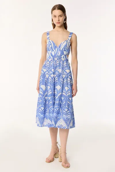 Poupette St Barth Coco Printed Cotton Midi Dress In Blue Himba