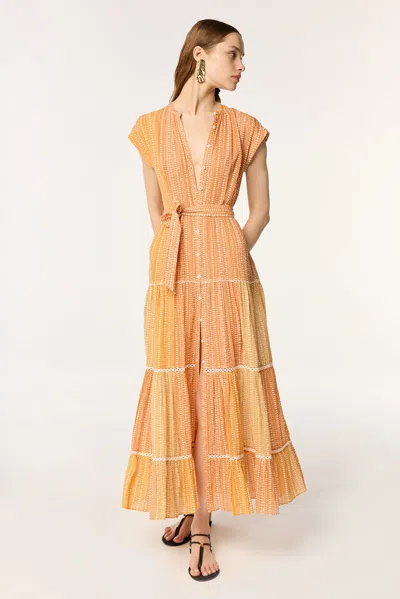 Poupette St Barth Long Dress Kora In Orange Shona