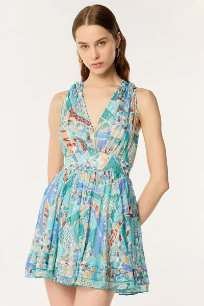 Poupette St Barth Mini Dress Bessie In Blue Mosaic