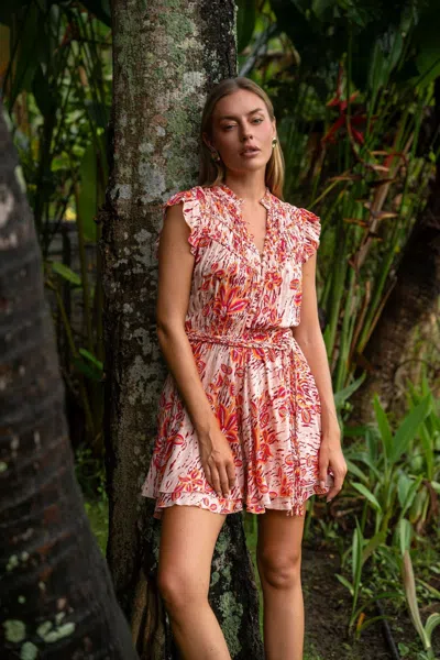 Poupette St Barth Callie Mini Dress In Pink Exotic Forest