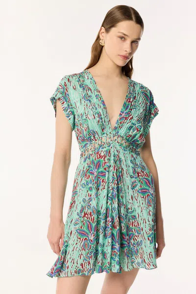 Poupette St Barth Mini Dress Cecile In Mint Exotic Forest