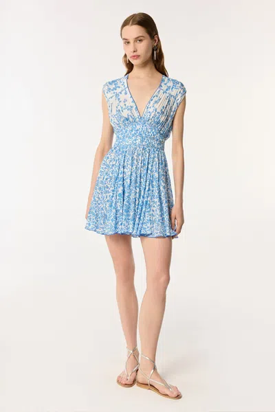 Poupette St Barth Mini Dress Ciao In Blue Lazuli