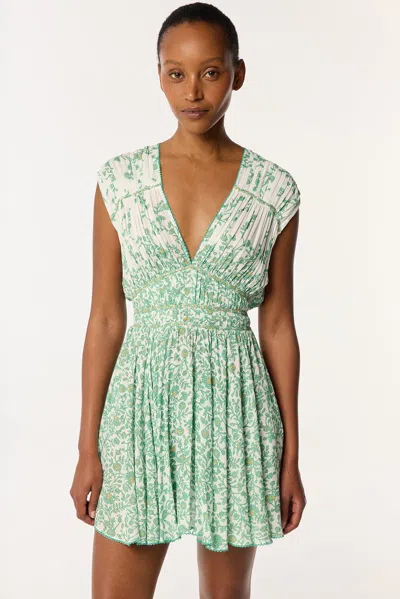 Poupette St Barth Ciao Mini Dress In Green Lazuli