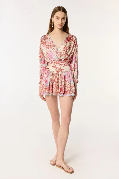 Poupette St Barth Mini Dress Colleen In Red Geo Fish