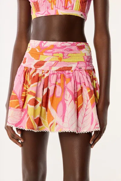 Poupette St Barth Mini Skirt Colleen In Pink Macro Lilium