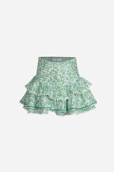 Poupette St Barth Mini Skirt Alizee For Girls In Green Lazuli