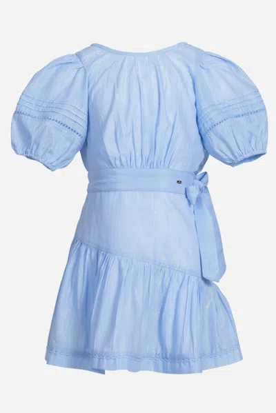 Poupette St Barth Chantal Cotton-blend Lamé Dress In Light Blue
