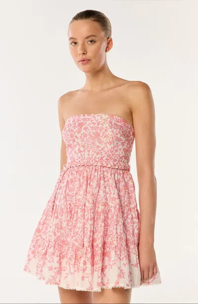 Poupette St Barth Christine Floral Cotton-blend Minidress In Pink